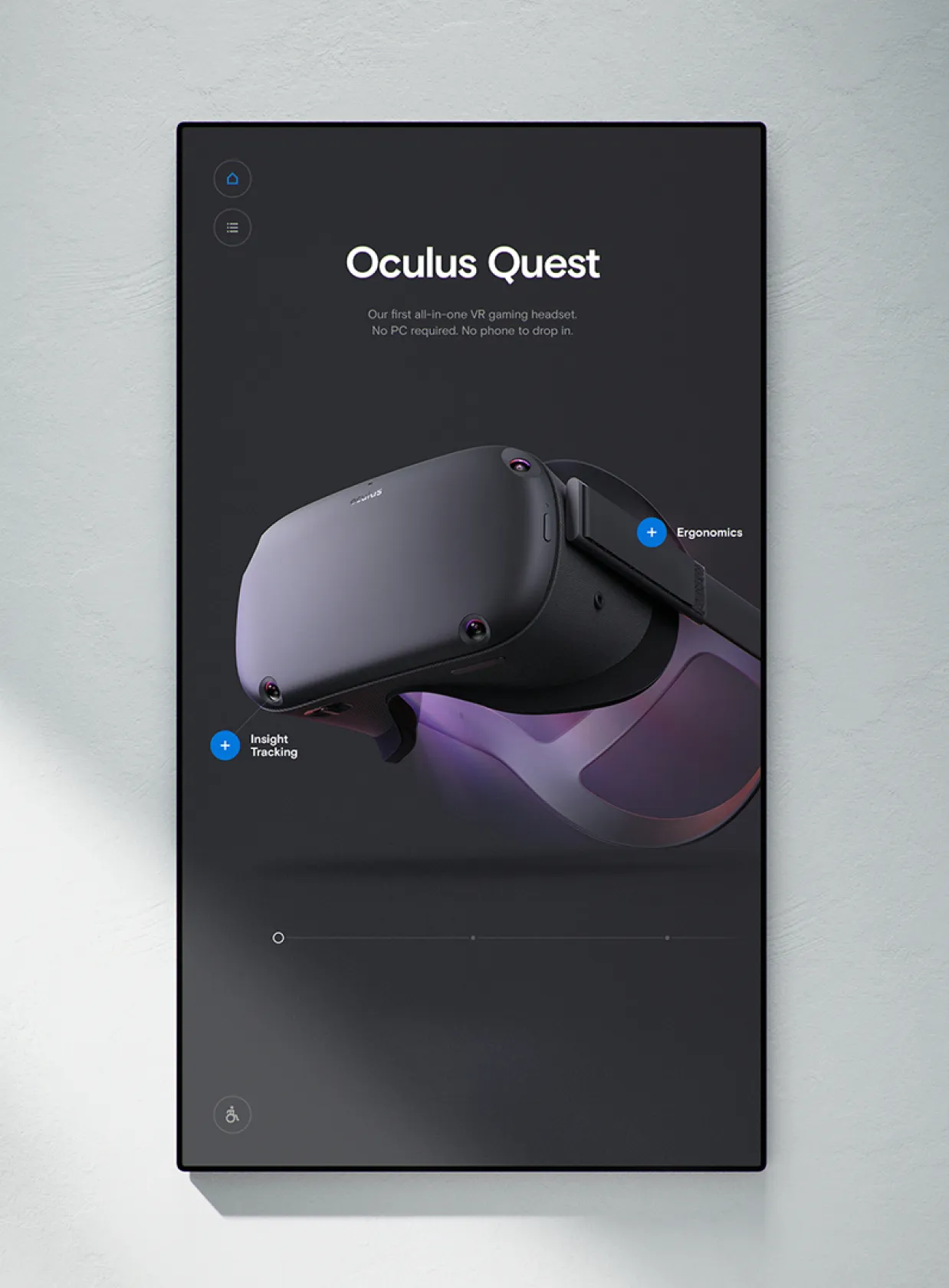 The Oculus Quest in-store touchscreen display