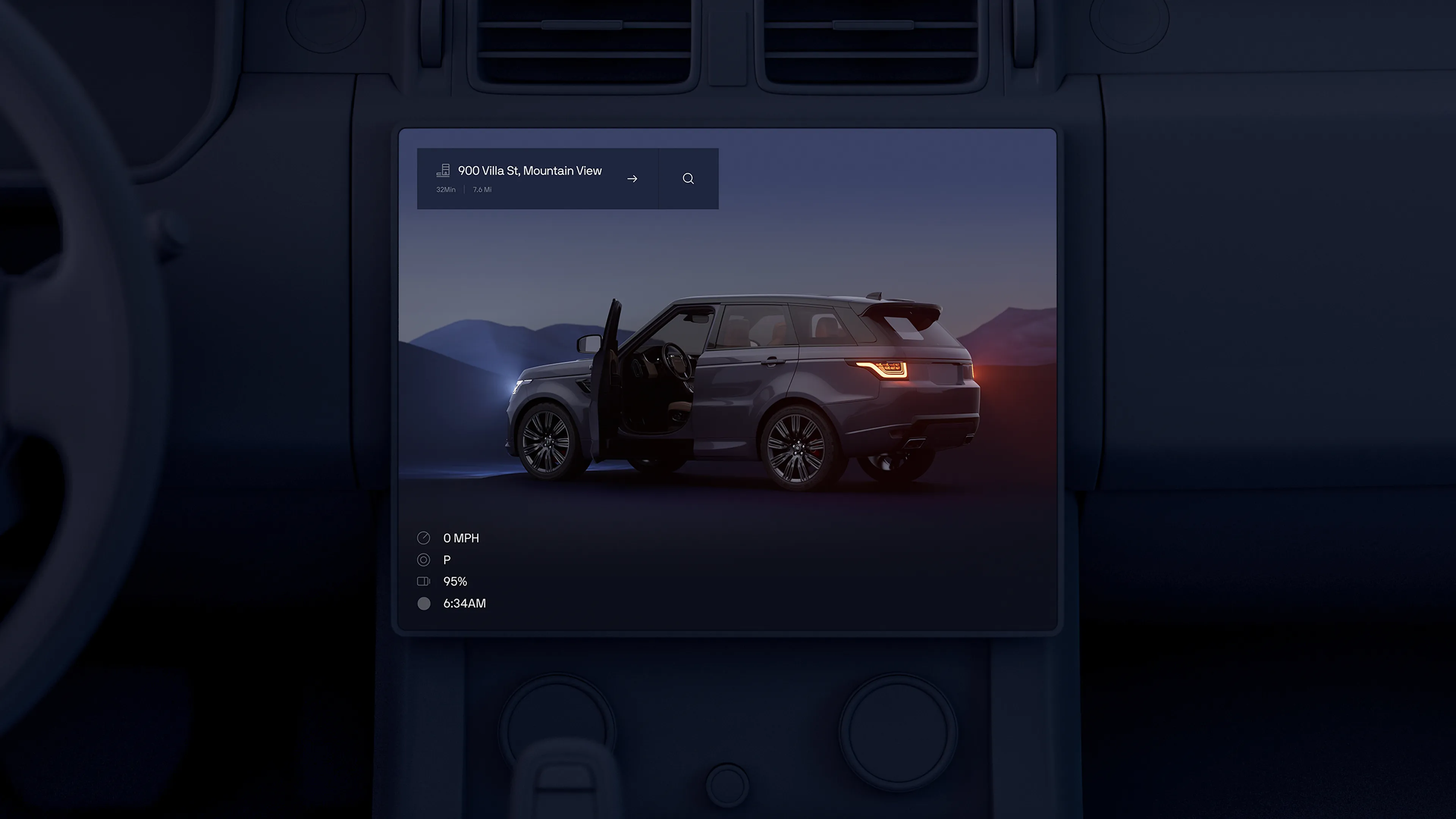 The Ghost OS interface on a car's center touchscreen