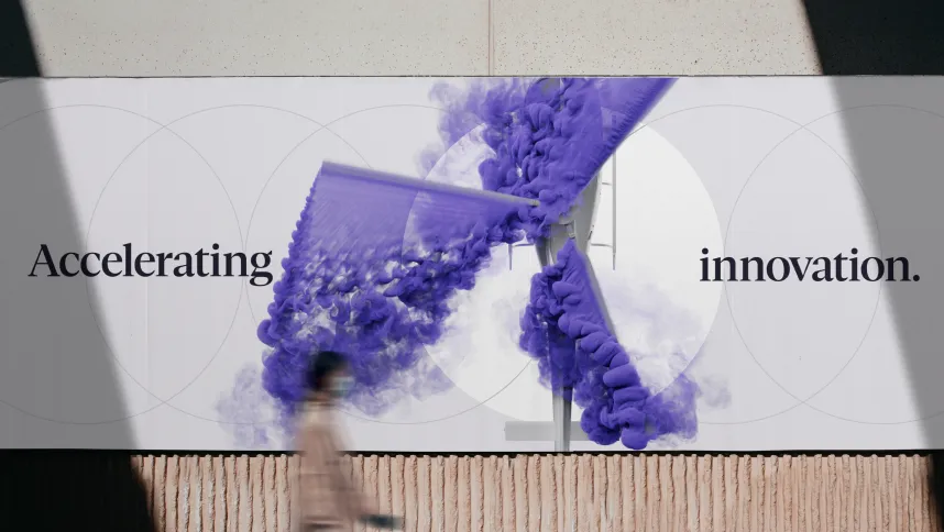 Street poster reading Accelerating innovation