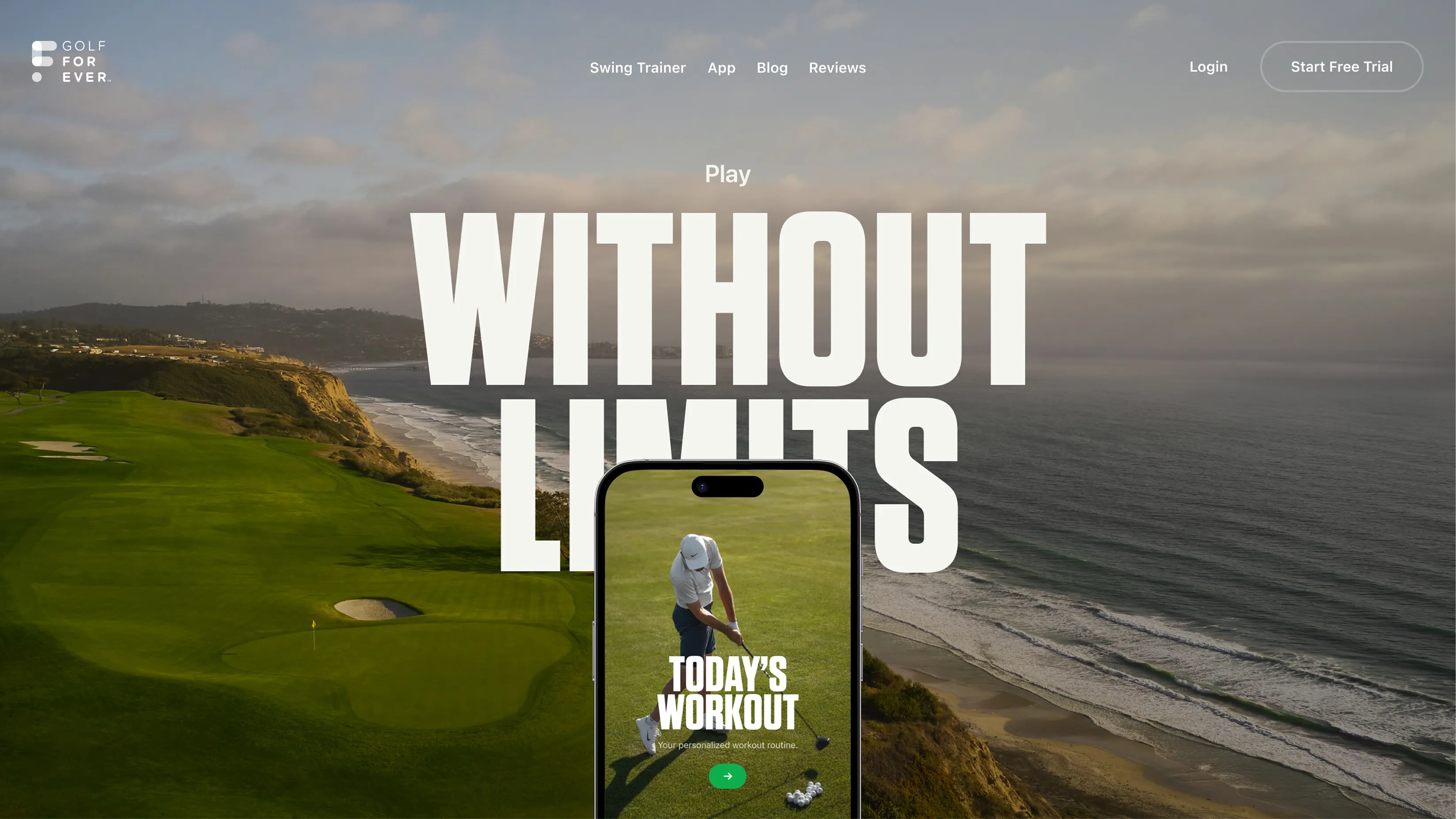 The GolfForever homepage: Play Without Limits